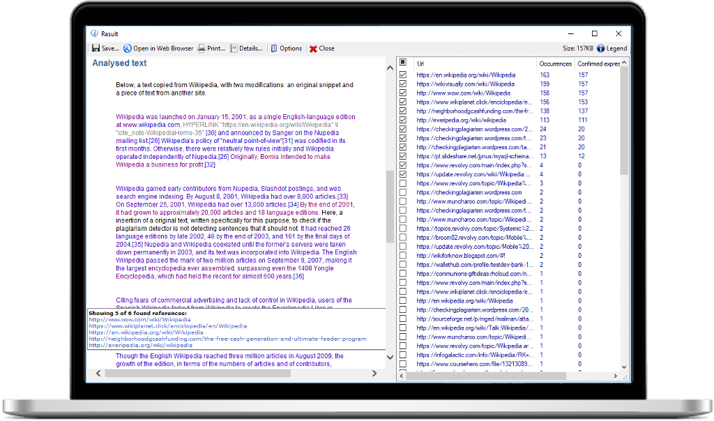 Plagius - Result screen