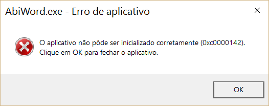 Mensagem de erro do Abiword